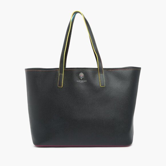 Kurt Geiger Richmond Shopper Tote Bag Black Rainbow Handle - Picture 1 of 11